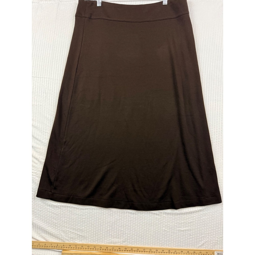 Lauren Ralph Lauren Brown Wool Blend A-Line Midi Skirt Size L Side Zip Knit